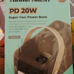TRANSPARENT PD 20W SUPER FAST POWER BANK 50000MAH
